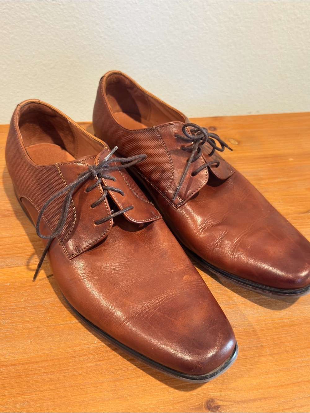 Florsheim Postino Plain Toe Oxford Dress Shoes Cognac Mens 10.5 Like New